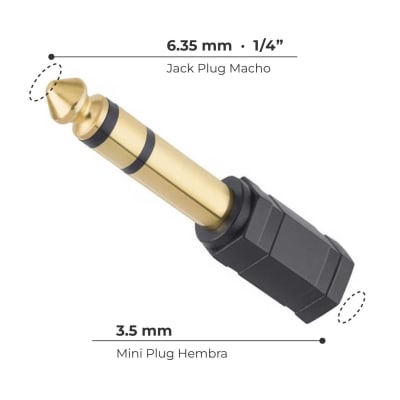 Adaptador Mini Plug a Plug de 3.5 mm a 1/4 Stereo Adaptador Mini Plug a Plug de 3.5 mm a 1/4 Stereo