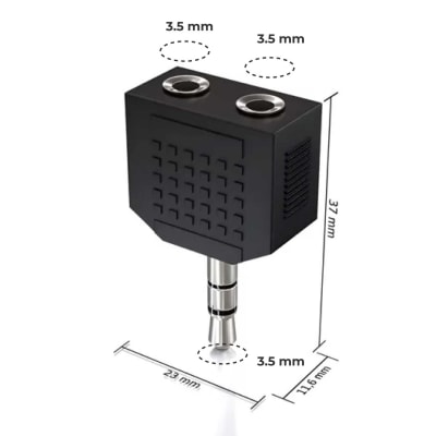 Adaptador 1 a 2 Mini Plug de 3.5 mm. Adaptador 1 a 2 Mini Plug de 3.5 mm.