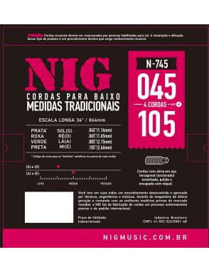 NIG Cuerdas Bajos Electricos N-745 45-105 Niquel