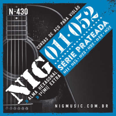 Cuerdas de Guitarra Acustica Metal NIG Folk N-430 11-52 Silver Cuerdas de Guitarra Acustica Metal NIG Folk N-430 11-52 Silver