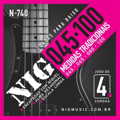 Set 4 Cuerdas para Bajo Electrico NIG N-740 45-100 Niquel
