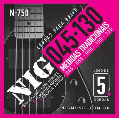 Set 5 Cuerdas para Bajo Electrico NIG N-750 45-130 Niquel