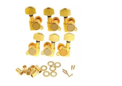 Set Clavijero Dorado Metálico Sellado Rectangular Guitarra Acústica B10
