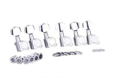 Set Clavijero Silver Metálico Sellado Rectangular Guitarra Acústica