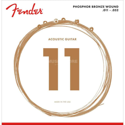 Set de Cuerdas Metal para Guitarra Acustica Fosforo Bronce 60CL 011-052 Fender