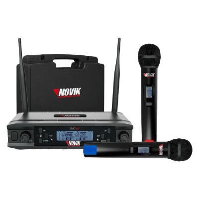 SISTEMA MICROFONO INALAMBRICO DOBLE UHF UNK660 NOVIK