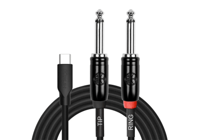CABLE AUDIO Y 3 MTS. USB-C A 2 PLUG MONO 1/4 KIRLIN