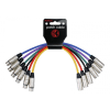 PACK 6 CABLES 1 MT. PATCH XLR MACHO - XLR HEMBRA COLORES CONECTOR RECTO1