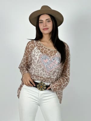 Polera Malla Print Corazon Brillante LOVE A1-35