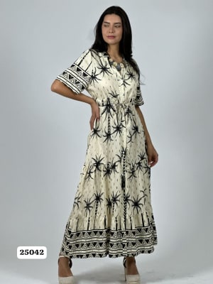 Vestido Abotonado Palmeras puntos Brillantes A1-14