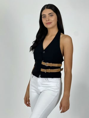 Top Lino Con Cinturones A3-80