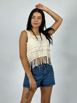 Polera Top Tejido con Hilachas A1-4