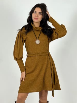 Mini Vestido Lanilla C/Cinturon Cuello Tortuga A3-77/80