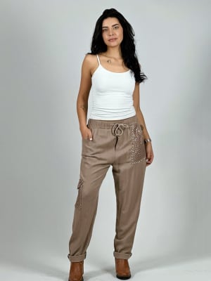Jogger Lino Con Bolsillo Cargo Tejido Hilo A1-14