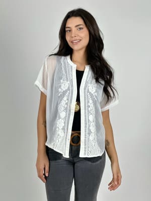 Blusa Encaje Flores Bordadas A1-40