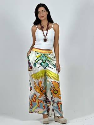 Palazzo Satin Estampado Colorido A1-38