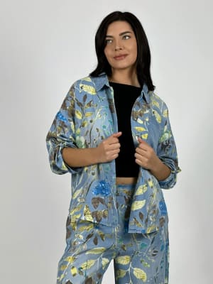 Camisa Italiano Lino Casual Estampado Floral A1-22