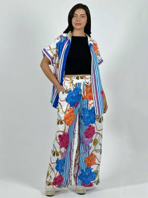 Palazzo Italiano Lino Estampado Colorido Floral A1-22