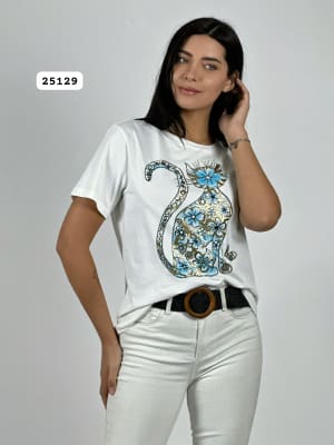 Polera Algodon Gato Boho A1-18