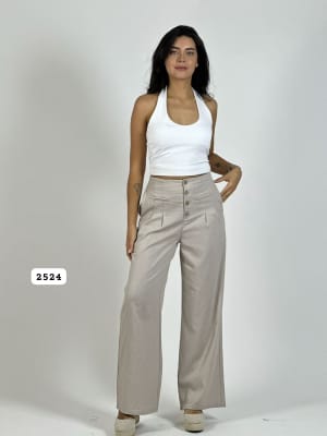 Pantalon Lino Casual Abotonado A1-30