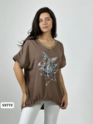 Polera Crepe Cuello V Triple Estrella A4-92