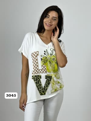 Polera Algodon LOVE Print/Calabaza A1-19