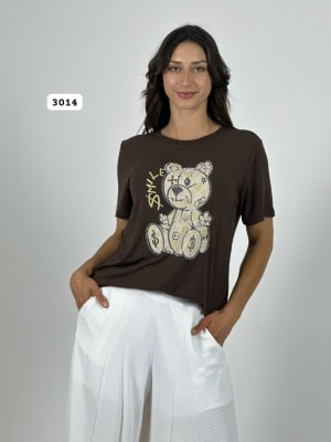 Polera Algodon  SMILE Oso Estilo Gucci A4-91