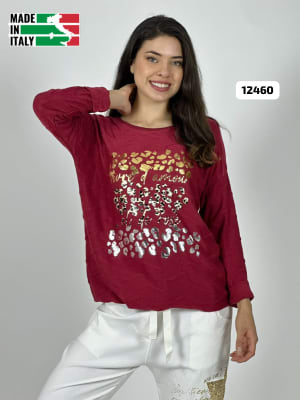 Sweater Spandex ITALIANO Relieves Manchas Brillantes Print A3-68