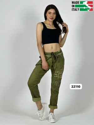 Jogger Italiano Mezclilla Elásticada Estrellas y Letras Brillantes A1-13