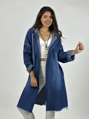 Bluson Mezclilla con Capucha Costuras Hombro A1-20