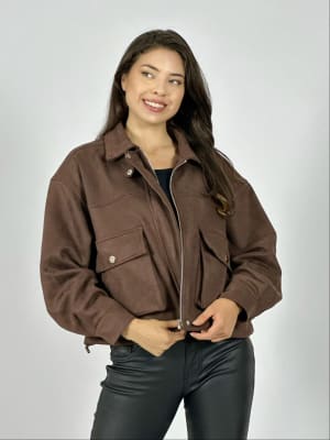 Chaqueta Gamuza Forrada Bolsillos Cargo A3-78