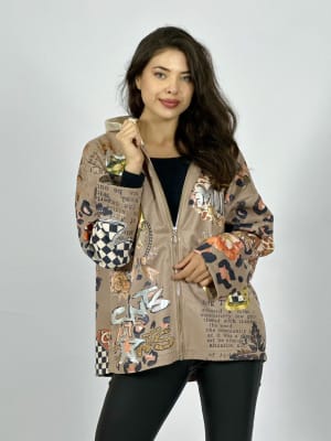 Poleron Gamuza Estampado Flores Print Mariposas A1-2