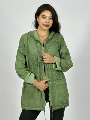 Poleron Con Capucha y Cierre Flores Bordadas A1-13