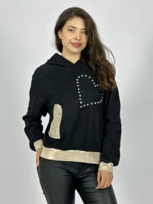 Poleron Gamuza Corazones Tachas Y Brillos A1-10