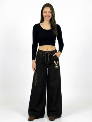 Palazzo Mezclilla Costura Conejo en Bolsillo A1-39/45