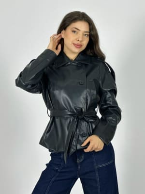 Chaqueta Ecocuero con Cinturon A3-77