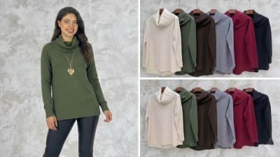 Sweater Spandex Cuello Tortuga Brillo en Bordes A1-29
