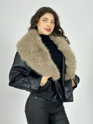 Bomber Eco Cuero con Cuello Desmontable B3-144//159