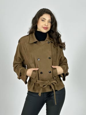Chaqueta Gamuza 4 Botones con Cinturon A1-35