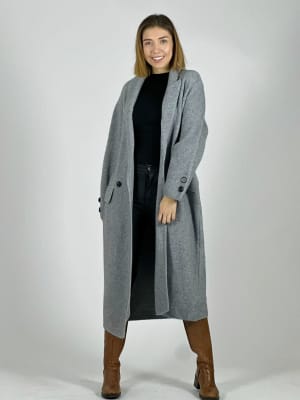 Abrigo de Lana Con Bolsillos Cuadrados B1-100