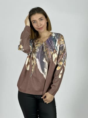 Sweater Hilo Estampado Plumas Hombro A3-80