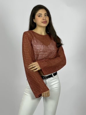 Sweater Tejido de Hilo Tipo Crop Top A4-91