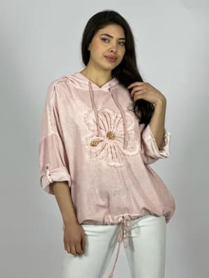 Blusa Lino Con Flor Bordada A1-28