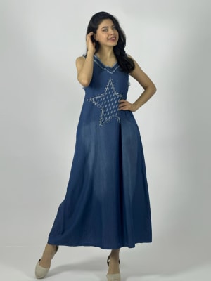 Vestido Mezclilla S/Mangas Estrella Perlada A3-70