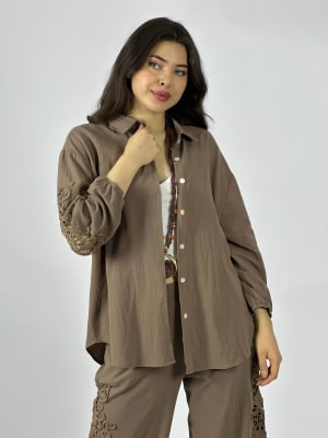 Blusa Lino Encajes en Mangas A3-70