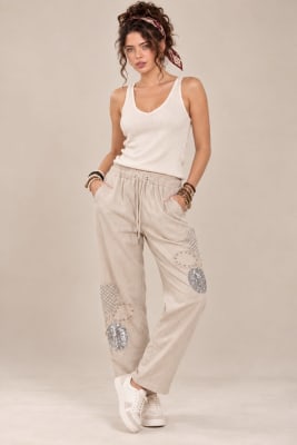 Jogger Lino Flor Brillo con Tejido A2-56