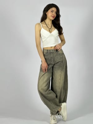 Pantalon Mezclilla Doble Boton Con Cinturon A3-77