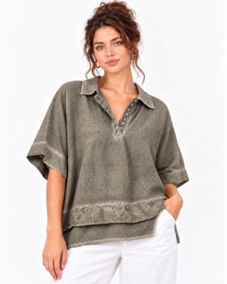 Polera Lino Flores Dorso A1-14