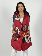 Parka Italiana Larga S/Mangas Cierre y Flores B4-161/163
