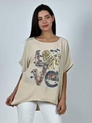 Polera Algodon LOVE con Corazon Brillante A3-79